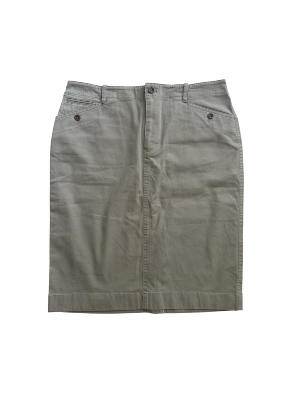 Lauren Ralph Lauren Khaki Midi Skirt Classic Pencil A-Line Workwear Minimalist